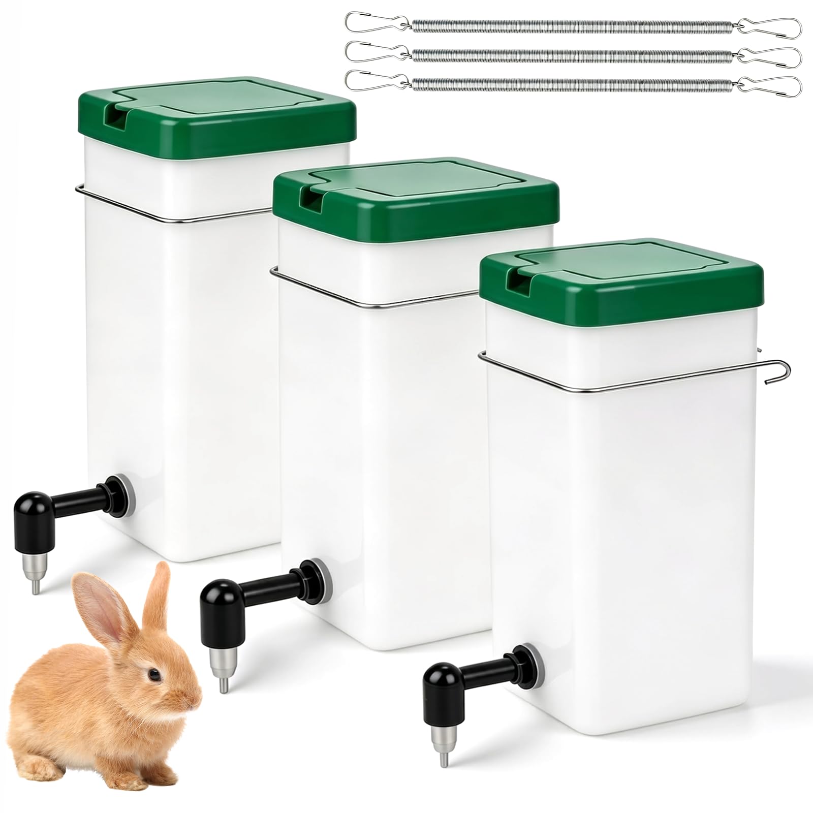 Kaninchentränke 1000ML Trinkflasche Kaninchen mit Halterung, Kaninchen Automatischer Wasserspender, Nippel Nagertränke Keine Tropf Trinkflasche für Nagetiere Kleintierstall(3 Stück)