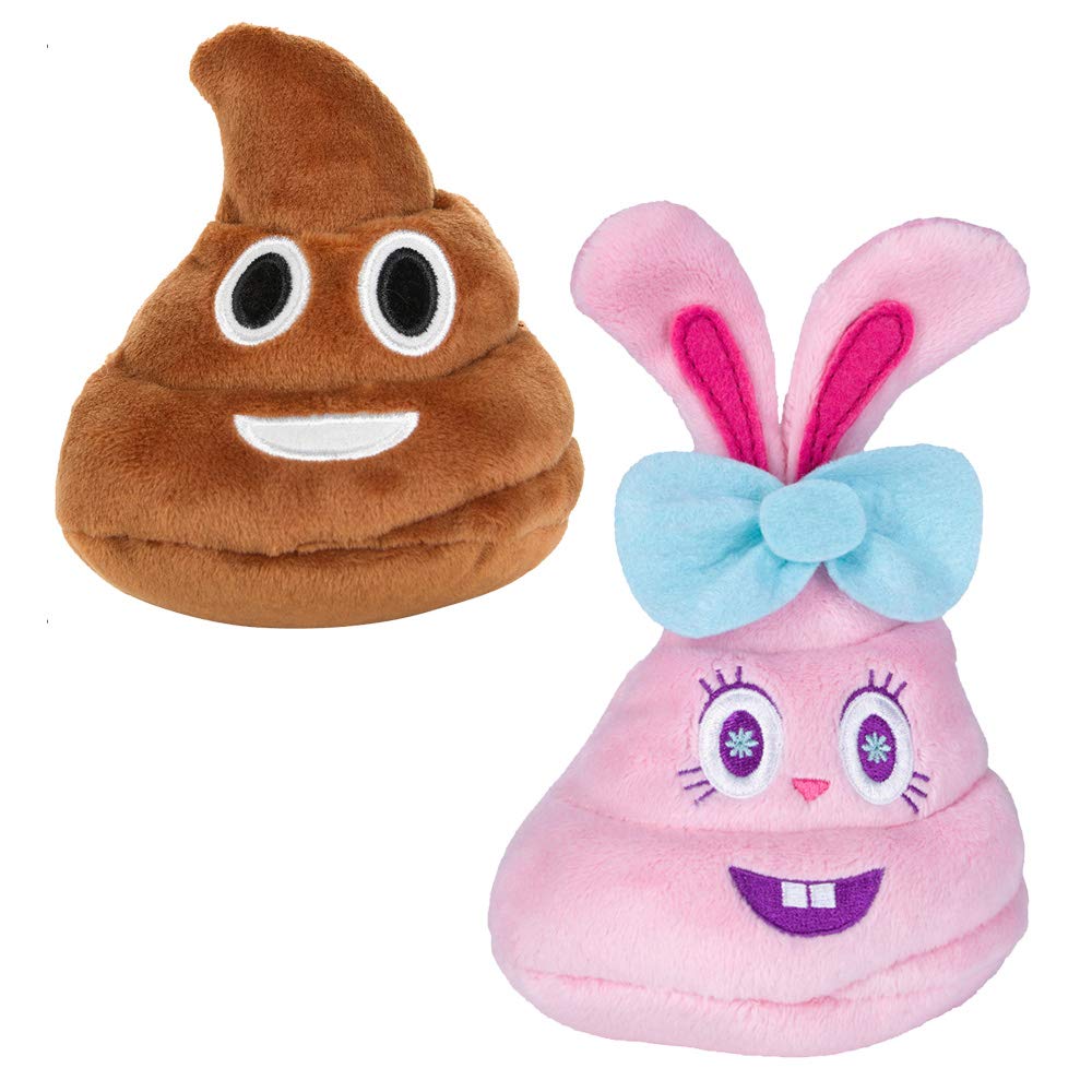 OUR FRIENDLY FOREST Set of Fart Buddy Poop Emoji Doll & Farting Bunny Poop Emoji Doll - Each Makes 7 Funny Fart Sounds