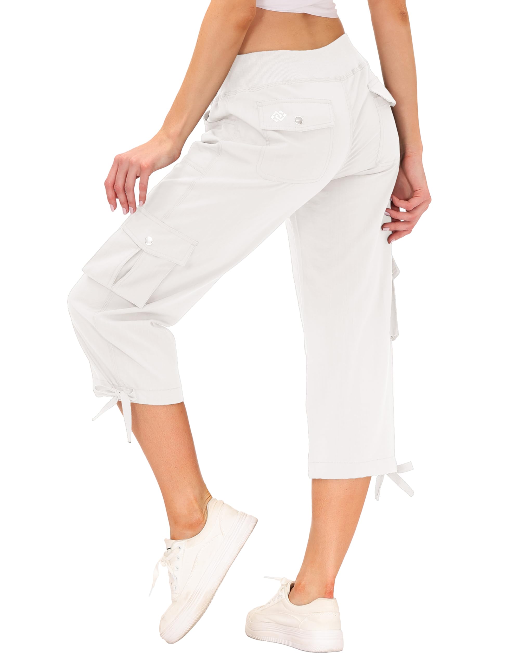 MoFiz Damen 3/4 Hose Sommer Cargohose Wanderhose Mode Caprihose Atmungsaktiv Jogginghose Reisehose Outdoorhose mit 6 Taschen
