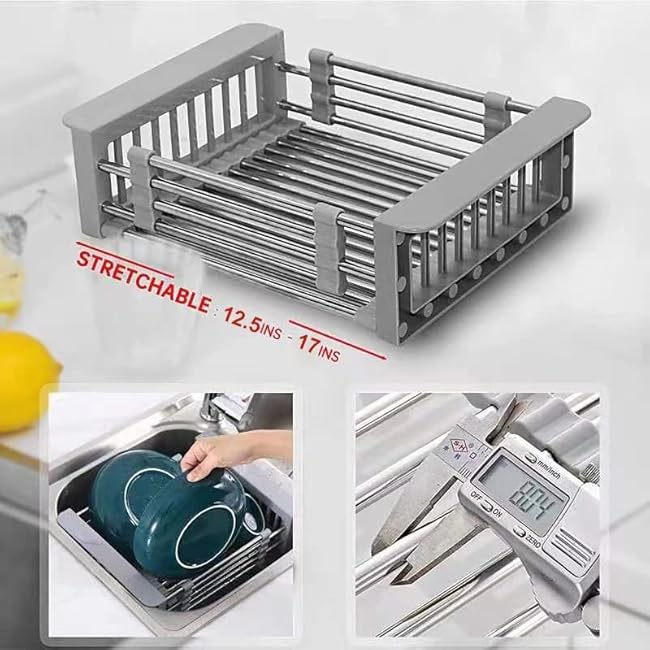 nathnalt Sink Dish Drying Rack for Kitchen. Sink Dish Drying Rack for Vegetables and Fruits. Suitable for 11 to 16 Square Sinks Upper.