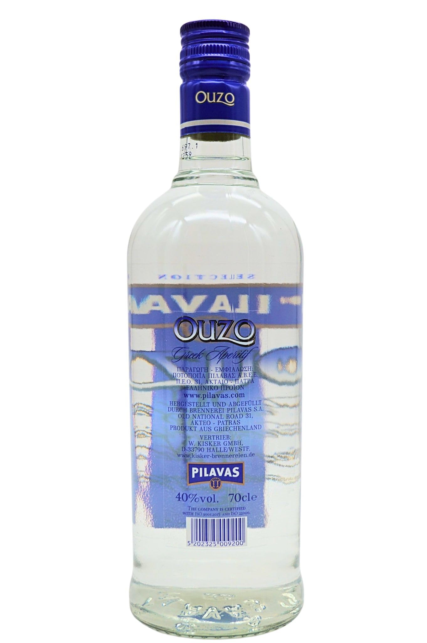 Ouzo Pilavas 6 x 0,7 Liter – Traditioneller griechischer Anisschnaps, doppelt destilliert, 40% Vol. – Perfekt für Feiern, Gastronomie oder als Geschenkset