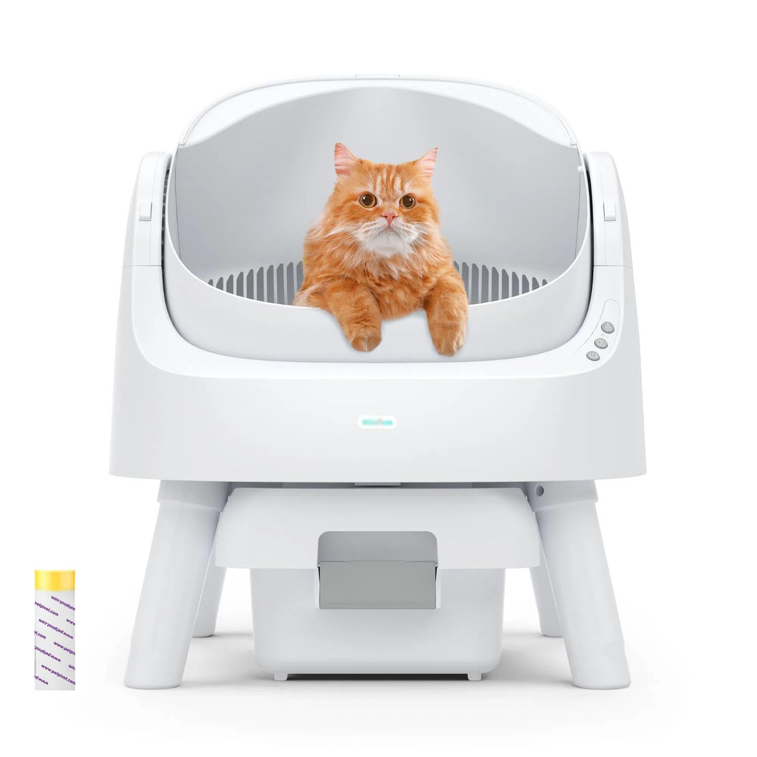 AutoScooper 11 Self-Cleaning Litter Box With Open-Top Design, Integrated Safety Protection, Liner and Mat - White (Manufactured by PETPIVOT INC)