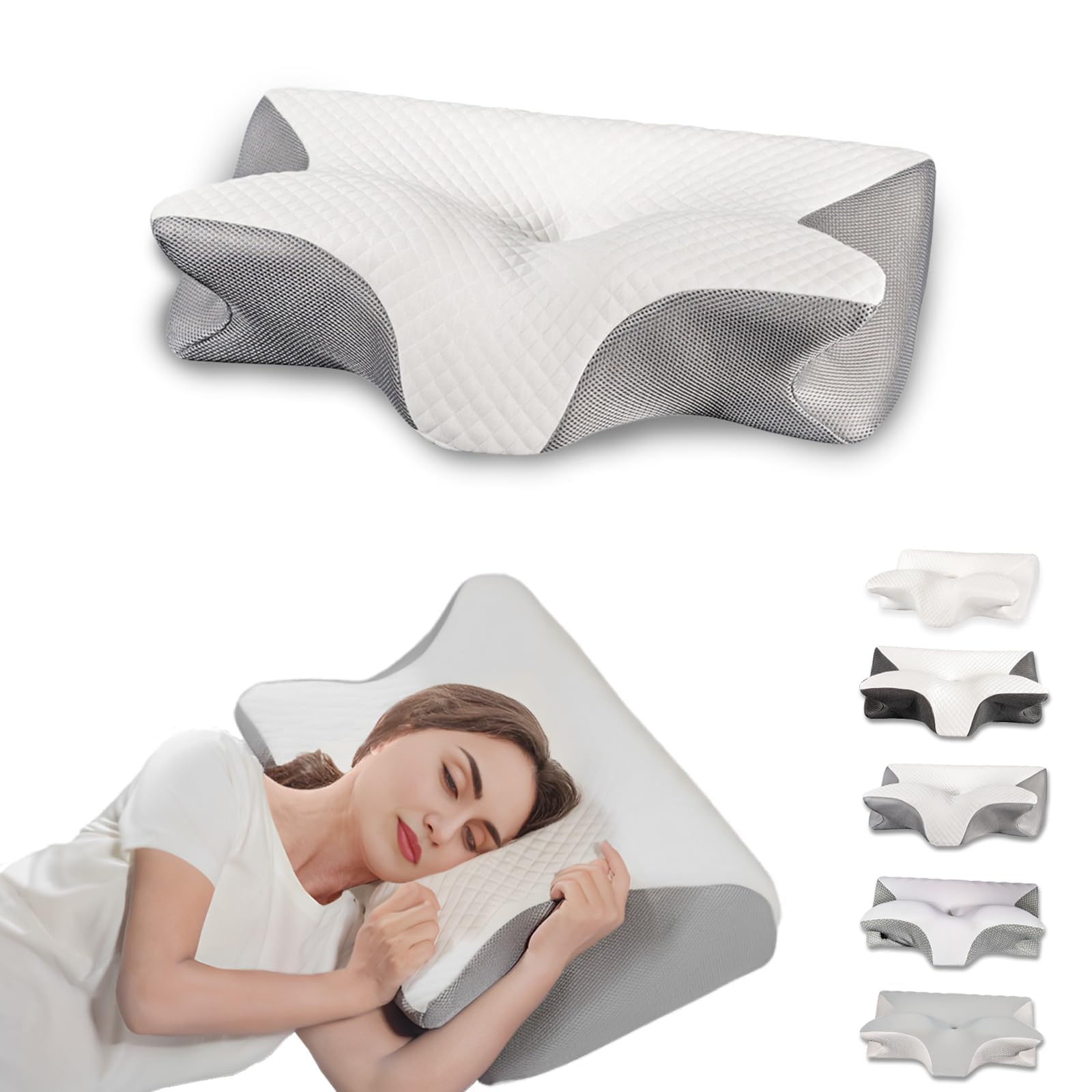 Cervical Pillow for Neck Pain Relief Ergonomic Contour Orthopedic Pillow for Sleeping Shoulder Pain Support Cozy Memory Foam