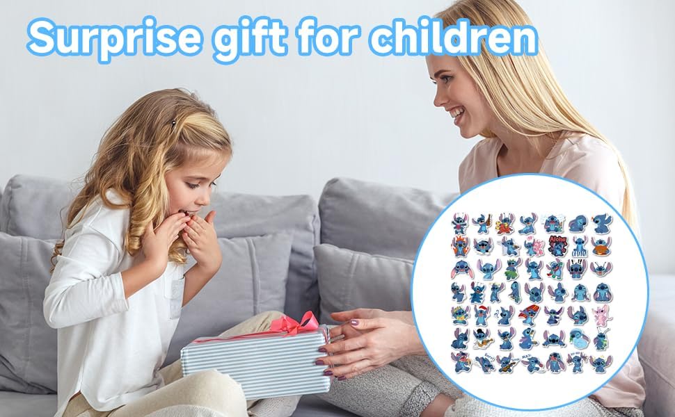 Cute Stitch Stickers,50Pcs Cartoon Cute Waterproof Vinyl Sticker for Water Bottle Luggage Bike Car Decals Gift for Kids Teens Adults Stickers,Toddlers - Image 8