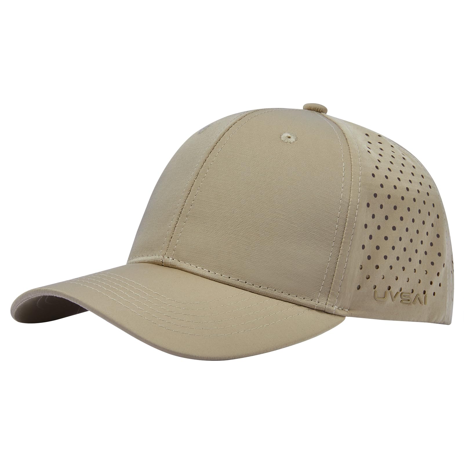 UVSAI UPF 50+ Performance Water Resistant Baseball Cap Lightweight Breathable Hat Golf Running Boat Hiking for Men Women, Khaki, One size