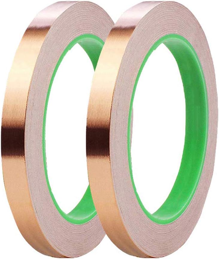Oubaka 2 Pack Copper Foil Tape,(0.5inch X 66 FT) Double-Sided Conductive Copper Tape with Adhesive for EMI Shielding,Paper Circuits,Electrical Repairs,Grounding