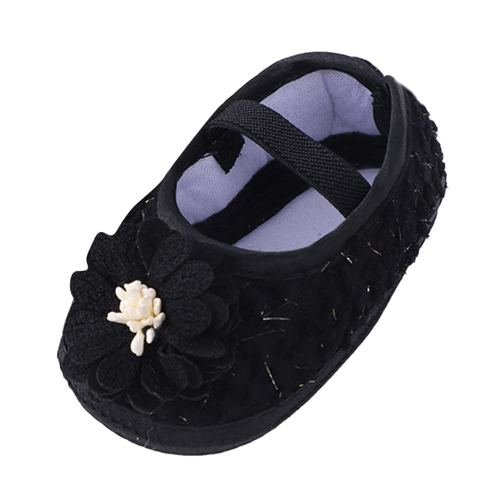 Mercatoo Baby Shoes Fashion Soft Sole Toddler Shoes Pearl Dress Flower Princess Shoes Toddler Shoes Black Ballet Shoes for Girls (Black, 4.5 Infant)