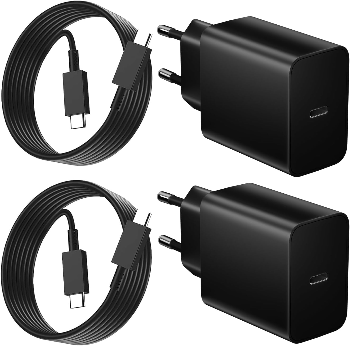 2er-Pack 45W USB C Ladegerät für Samsung Galaxy S26/S25/S24/S23+/Ultra,Schnellladegerät und 2m Schnellladekabel für S22/S21/S20/Note10/20, iPhone 17/16/15 Pro,Plus