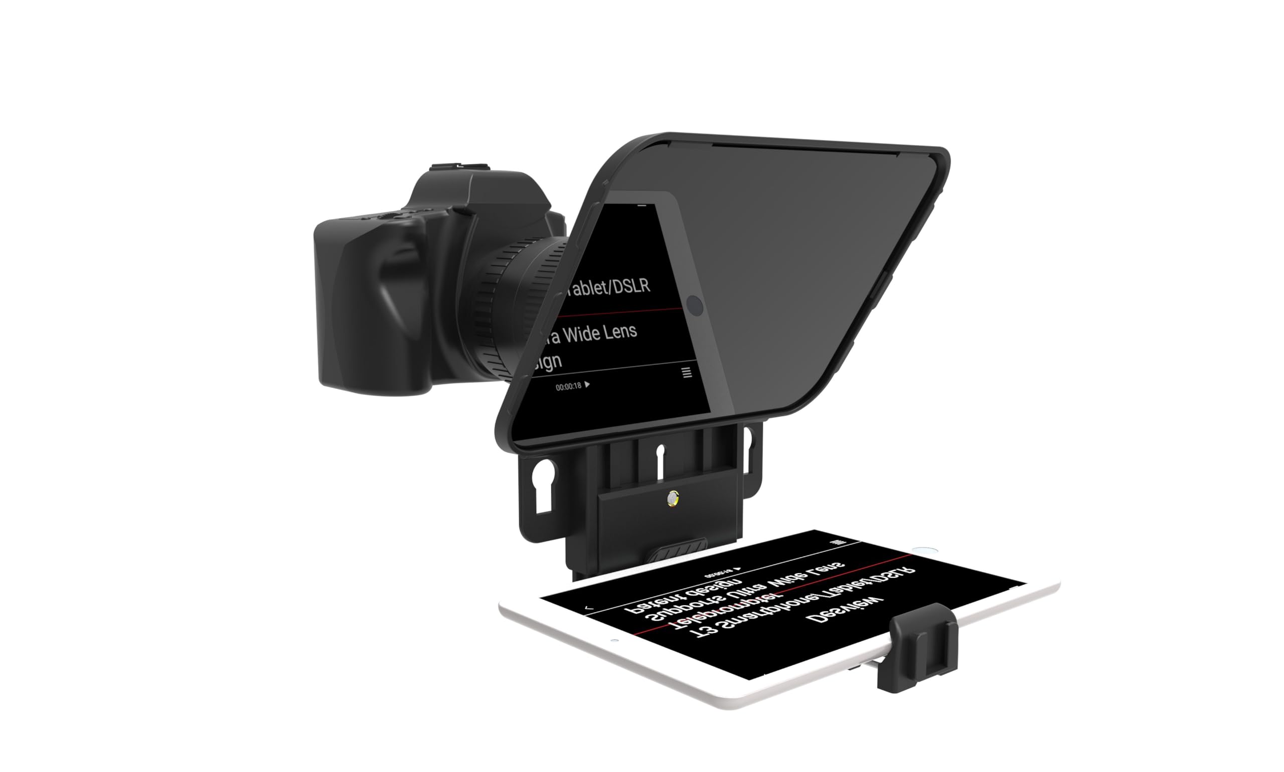 Desview - T3 - Teleprompter für Smartphone, Tablet oder DSLR-Kamera bis zu 8“ - mit Fernbedienung - HD-Displayglas - Videoaufzeichnung - Autocue - Live Streaming