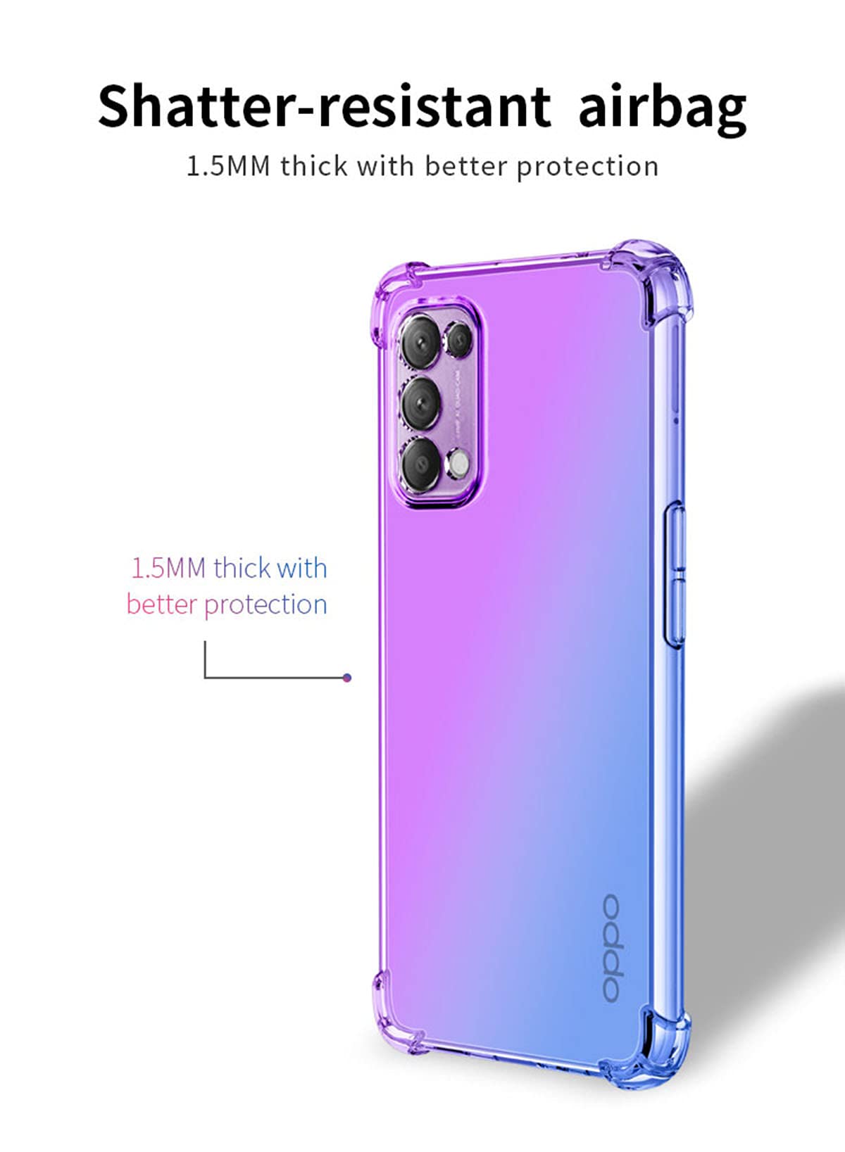 Cover Sfumata In TPU Per OPPO Find X3 Lite | WEIOU | Custodia Morbida Antiurto Con Effetto Sfumato Viola E Blu | Protezione Per Schermo E Fotocamera - copertina