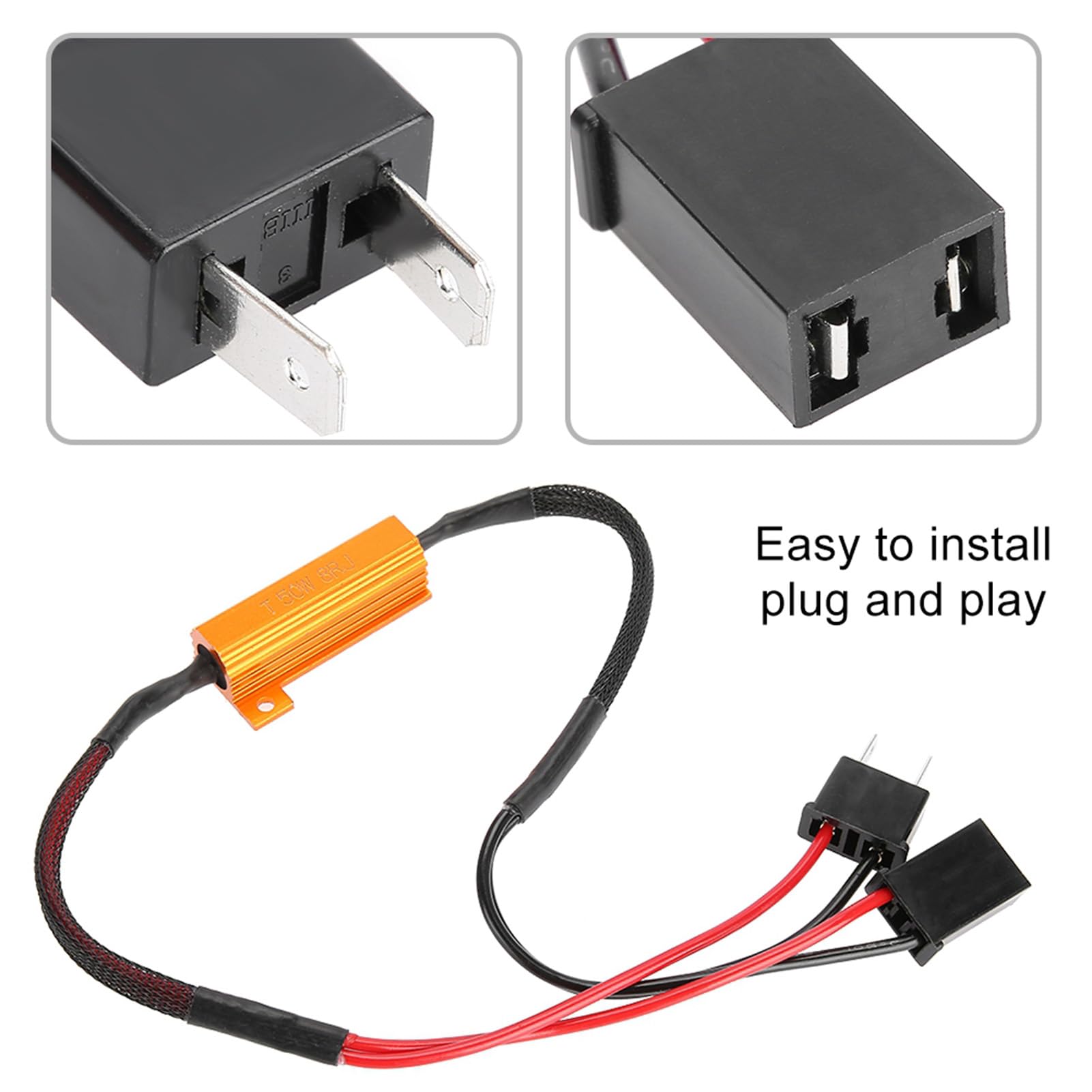 aqxreight - Kit Resistore LED H7, 2 Pezzi Decodificatori LED per Auto per Faro H7 Anti Hyper Flash Nessun Errore Cablaggio Resistore di Carico