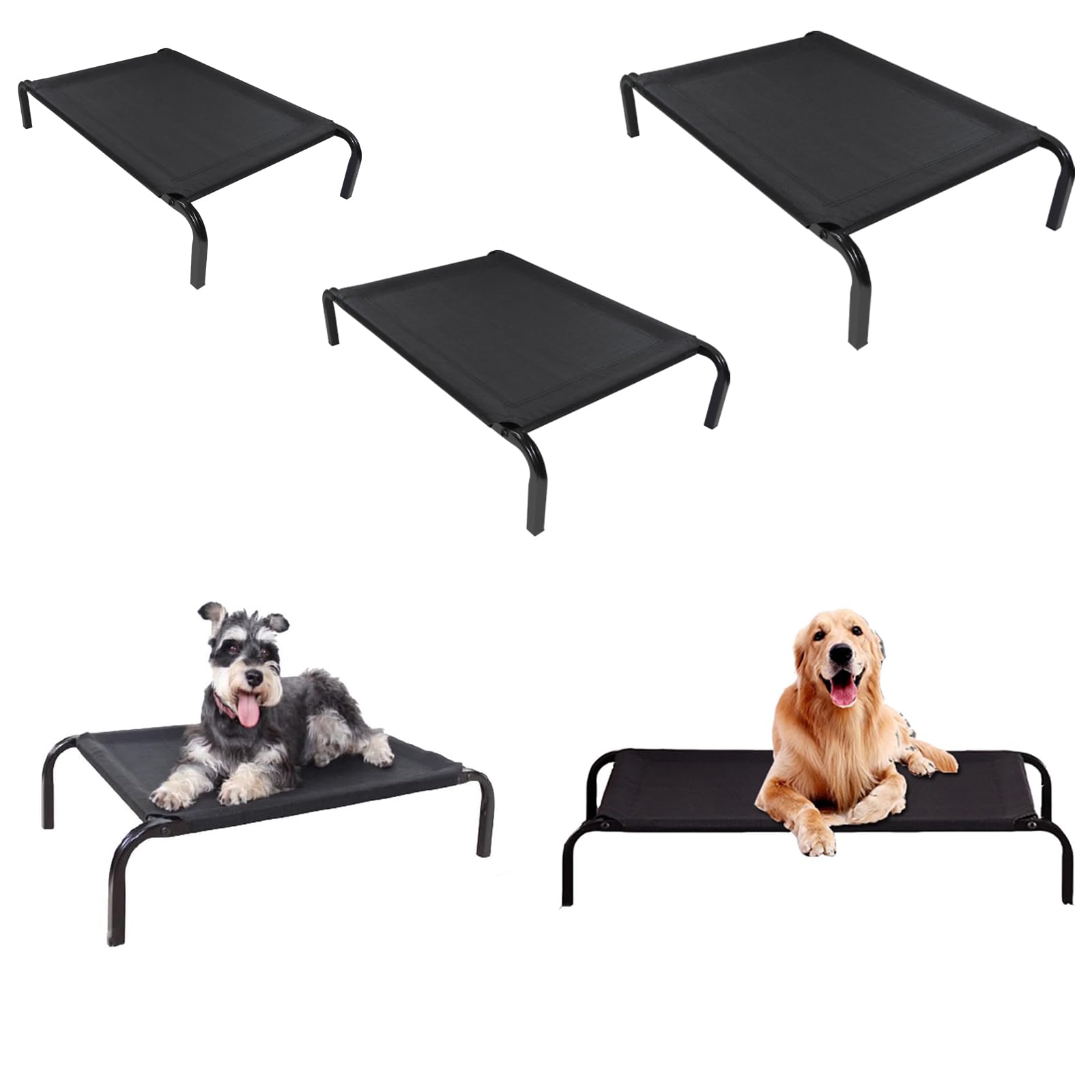 Raised Dog Bed, Dog Bed Elevated with No-Slip Rubber Feet, Cooling Breathable Elevated Pet Bed with Mesh Fabric, Outdoor Dog Sofa Bed with 70kg Capacity for Garden, Camping, L - 114x76x15cm (LxWxH)