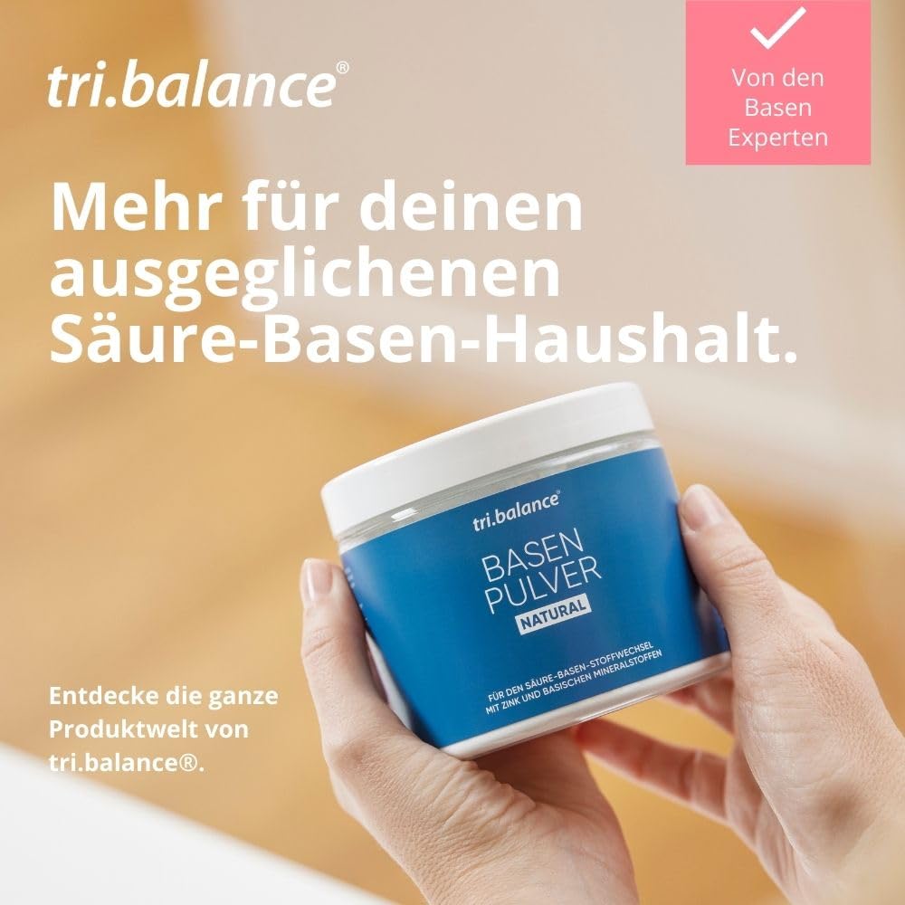 tri.balance Basenpulver NATURAL 4er-Pack 1200 g – ohne Aroma & Süße, vegan | Mit Zink für den normalen Säure-Basen-Stoffwechsel, ohne Zucker und Fruktose, natürlich-mineralisch, ca. 216 Portionen