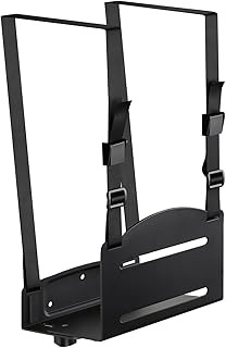 Mount-It! CPU Wall Mount Bracket, Desktop Computer Tower Holder with Safety Straps, Heavy Duty Size Adjustable CPU Holder, Steel, Black, 22 Lbs Capacity, Saves Floor and Desk Space