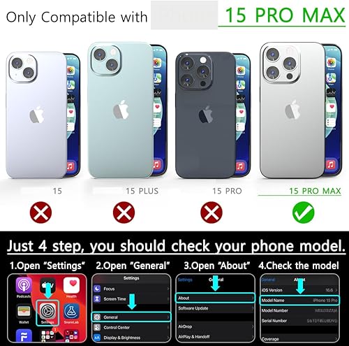 Miniatura 5 de VVUPIC Funda magnética para iPhone 15 Pro Max, funda magnética delgada metálica mate TPU compatible con accesorios Magsafe, protector de pantalla de