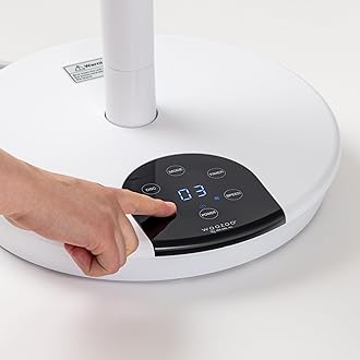 IRIS USA WOOZOO Air Circulator Pedestal Fan with Remote, 360° Oscillation, 12 Speeds, Quiet Motor, 8h Timer, Touch Panel, Height Adjustable, Office, Dorm, Bedroom Fan, White/Gray