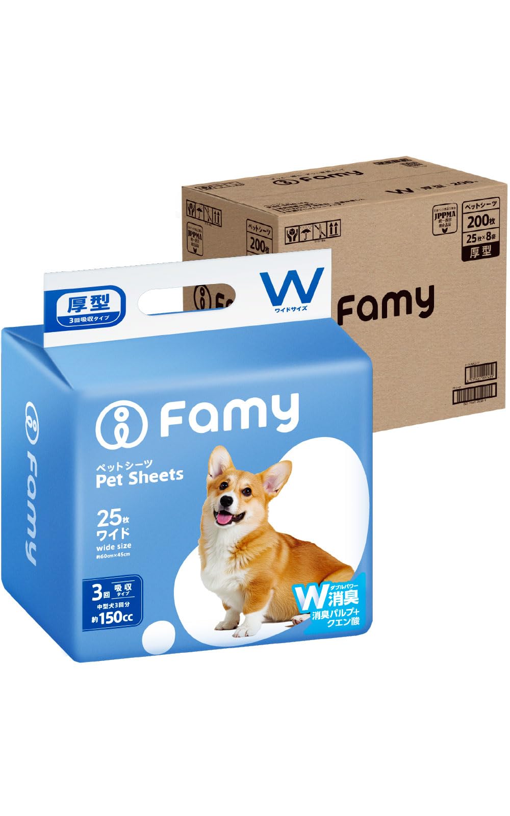 Famy ファミー ペットシーツ 厚型 ワイド 3回吸収タイプ 200枚入り（2…