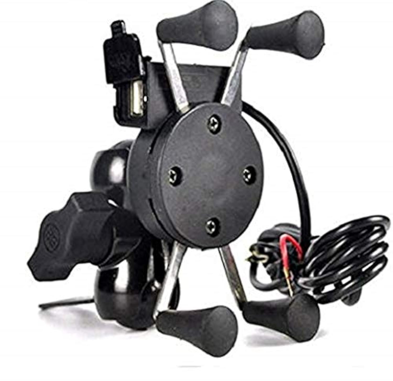 meenu arts Bike X-Grip Mobile Phone Holder with USB Charger (Mirror Fitting) Universal for All Bikes T-45