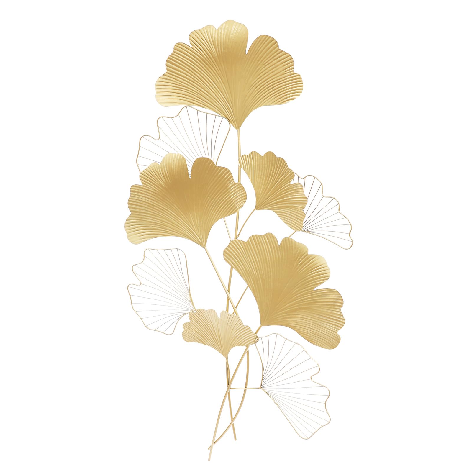 PBTERDTF Wanddeko Metall Gingko 3D Blätter Wandbild GoldWanddekoration Wohnzimmer Dekoration Wand Dekor aus Eise für Wohnzimmer Schlafzimmer Esszimmer (109x55cm)