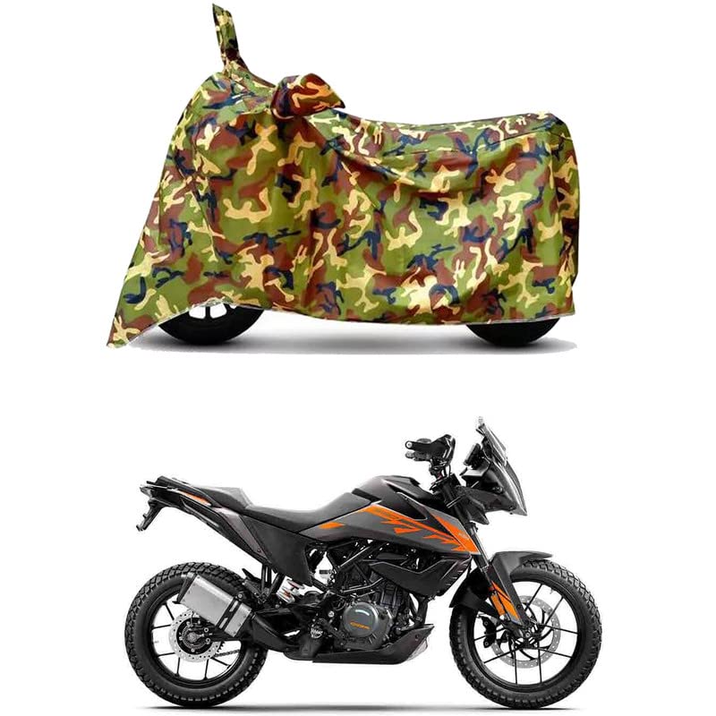 Image of Waterproof 100% PVC Coated Full Bike Scooty Two Wheeler Body Cover Compatible for KTM 390 Adventure /UV-Rays /Heat Protection /Birds Dropping /Scratchproof /Dust Proof [6X6 Jungle Print]