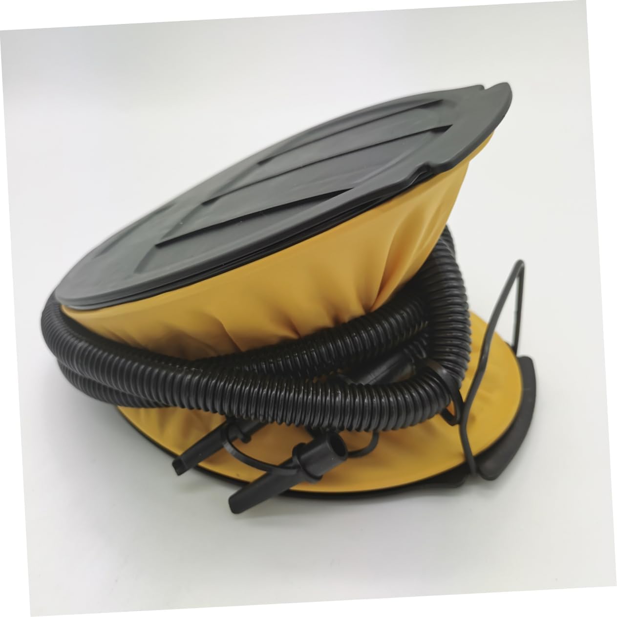KICHOUSE Foot Pump Inflator for Air Mattress and Swimming Floats Yellow Portable Foot Pump with Dual Nozzles for Outdoor Use for Inflatable Toys and Air Beds