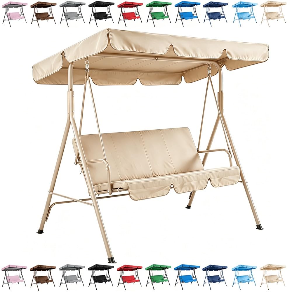 Toit De Rechange Pour Chaise-balancelle De Jardin 2-3 Places Housse De Remplacement Balancelle Canopée Auvent De Balancelle Extérieur Imperméable(Beige,75x47in-191x120cm)