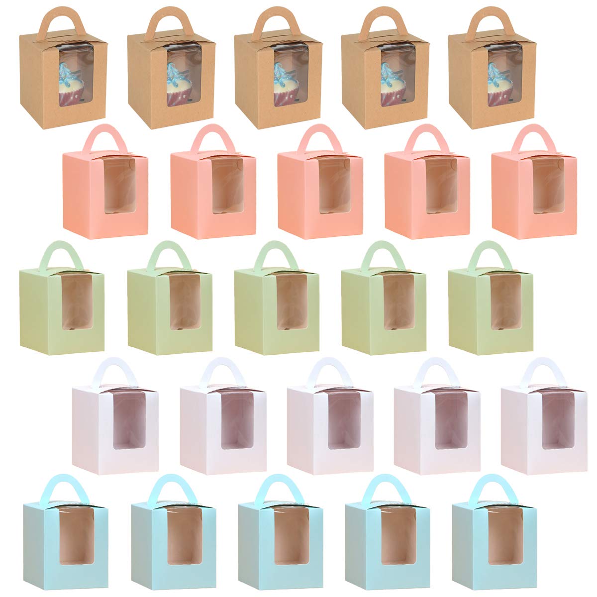 Buy 25 Pcs Cupcake Gift Boxes, Individual Cupcake Containers, Bakery