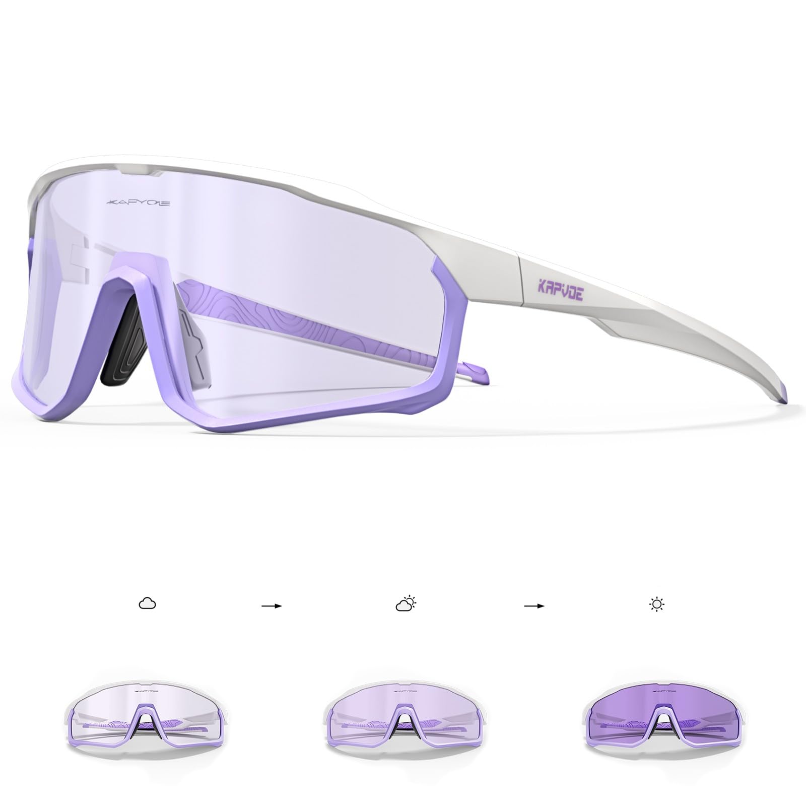 KAPVOE Gafas de Ciclismo Fotocromáticas Bicicleta Montaña Transparentes MTB Hombre Mujer Gafas de Sol Deportivas Running