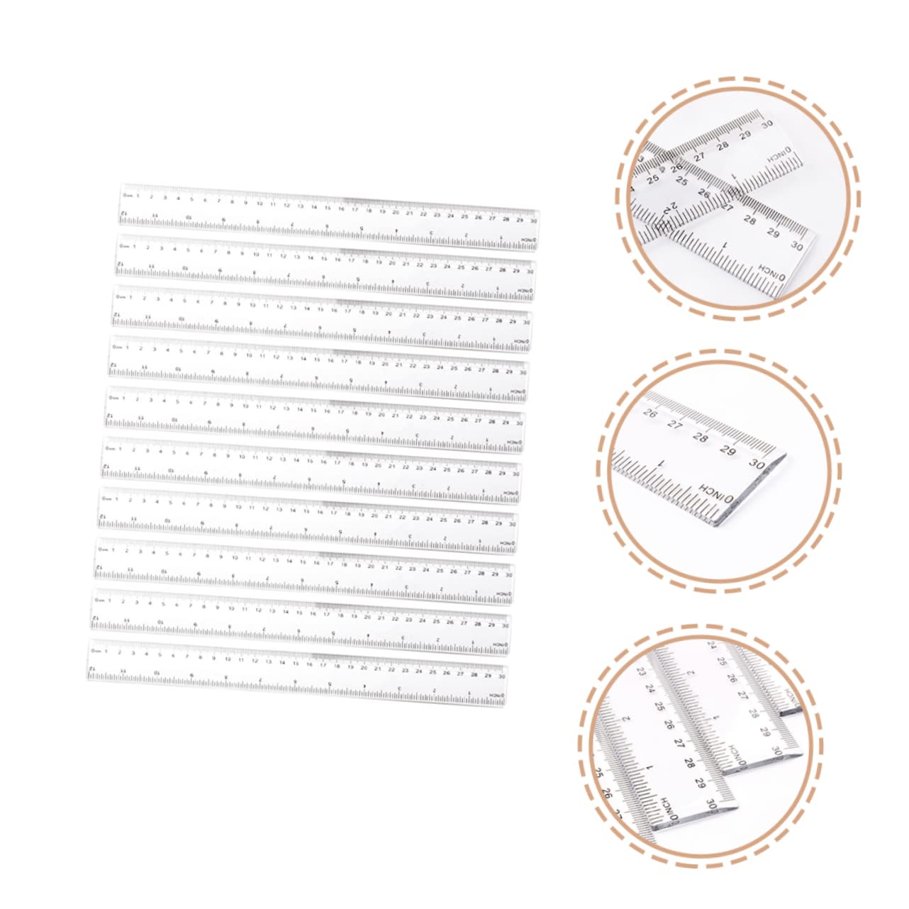 Tofficu 20pezzi Righello Trasparente Plastica Righello Estetico Per Scuola e Ufficio Strumento Di Misura Flessibile e Resistente Per Studenti e Lavoro