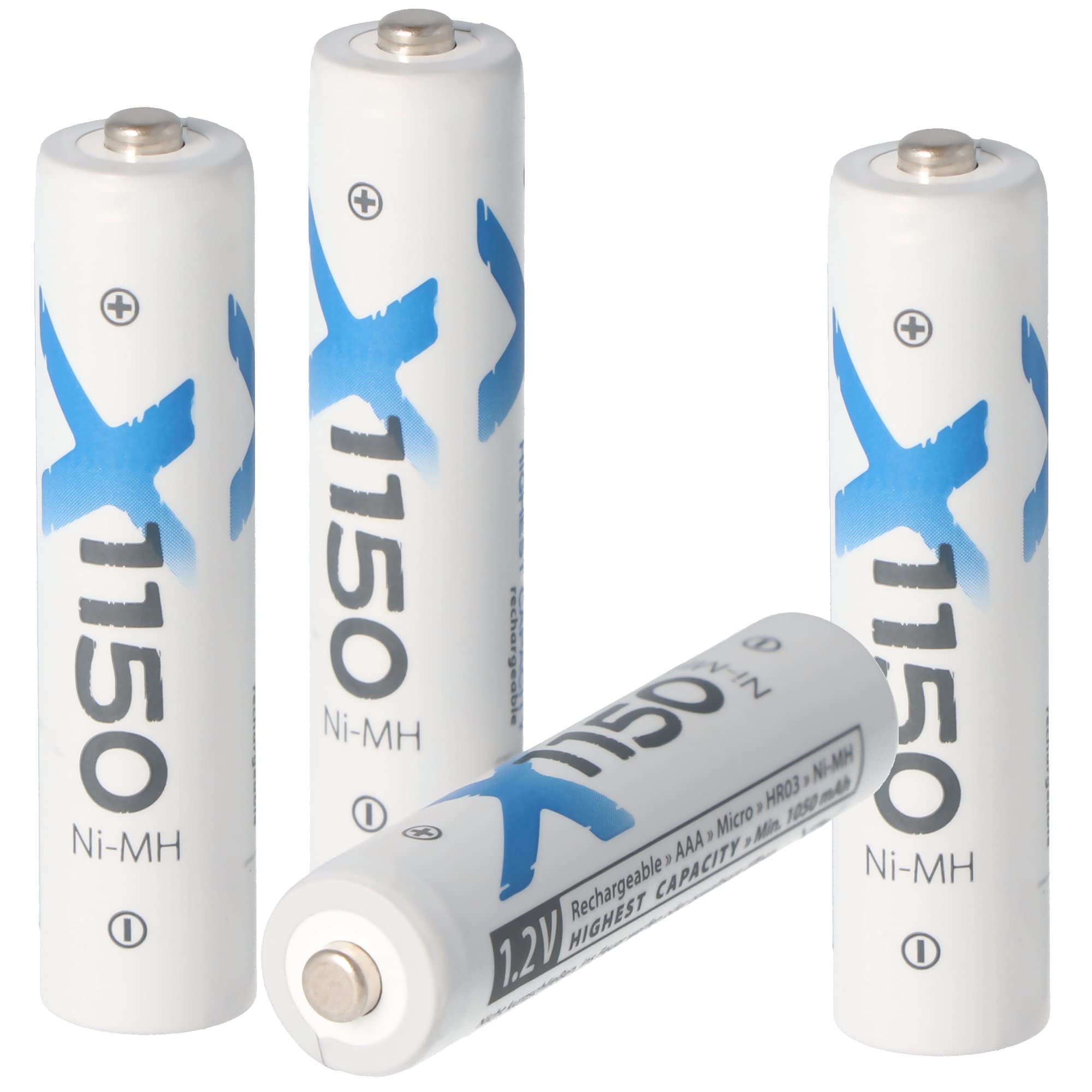 XC Lot de 4 piles micro AAA Ni-MH 1150 mAh 1,2 V avec boîte de rangement