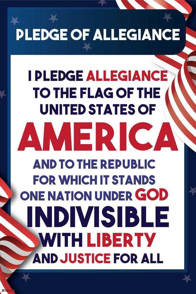 Pledge Of Allegiance Poster For Classroom Kids Homeschool Educational Classrooms United States American Decor Cool Wall Art Print Poster 16x24