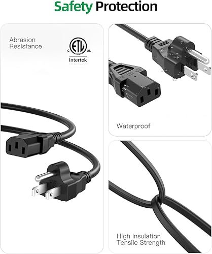 Miniatura 4 de Superer Cable de alimentación de CA de 3 clavijas para Vizio TV, Vizio VX32L VW32L VX37L VW26L VA6 VMM26 LCD TV de repuesto (cable con certificación