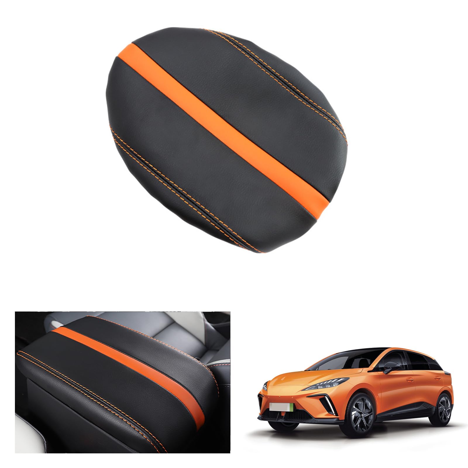 GAFAT MG 4 EV MG4 Electric 2023 2024 2025 Mittelarmlehne Abdeckung, MG 4 2023 Mittelkonsole Armlehne Schutz, PU Mikrofaser leder Polster, MG4 Zubehör (Orange)