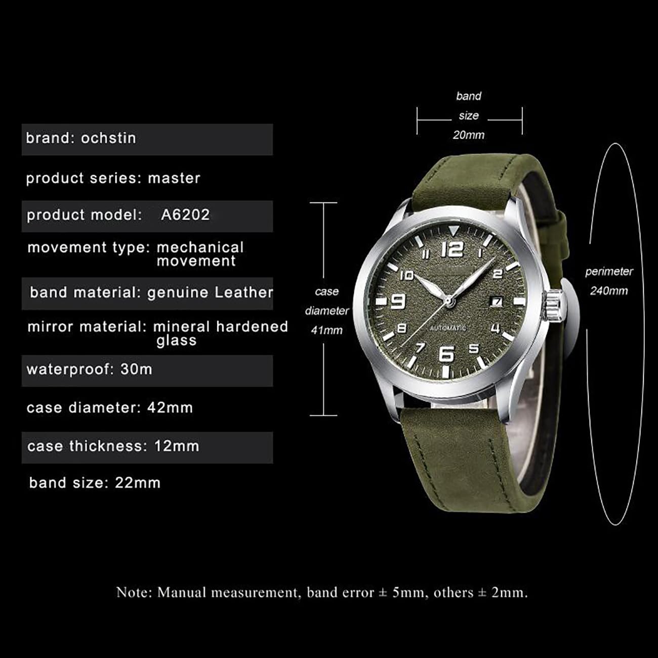 Mechanische Uhrwerk Automatikuhr mit Lederarmband Klassische Herrenuhr Analoge Automatikuhr mit Textilarmband