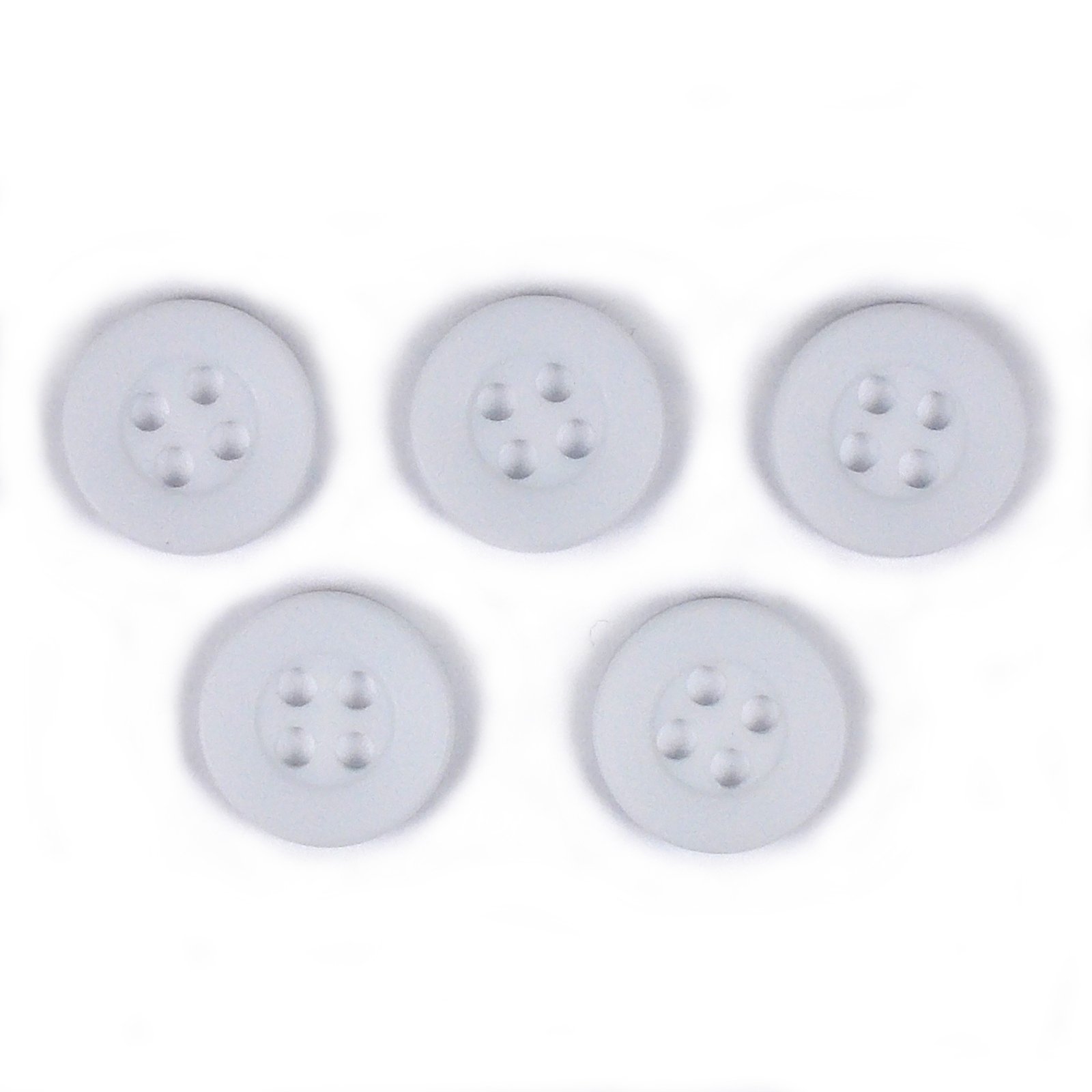 Colour 4 Hole Round Shirt Buttons 10mm Wide Pack of 5 (White)