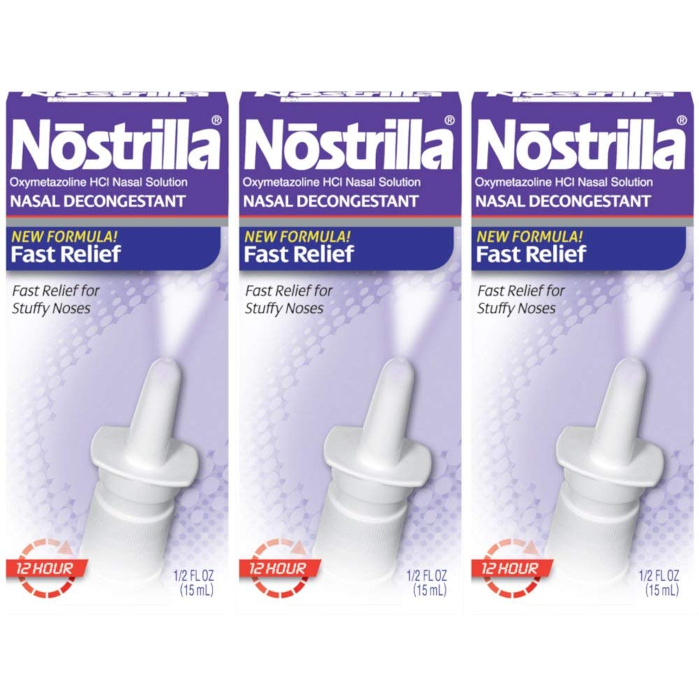 Nostrilla Nasal Decongestant Spray, Stuffy Nose Relief, 0.5 oz (3 Pack)