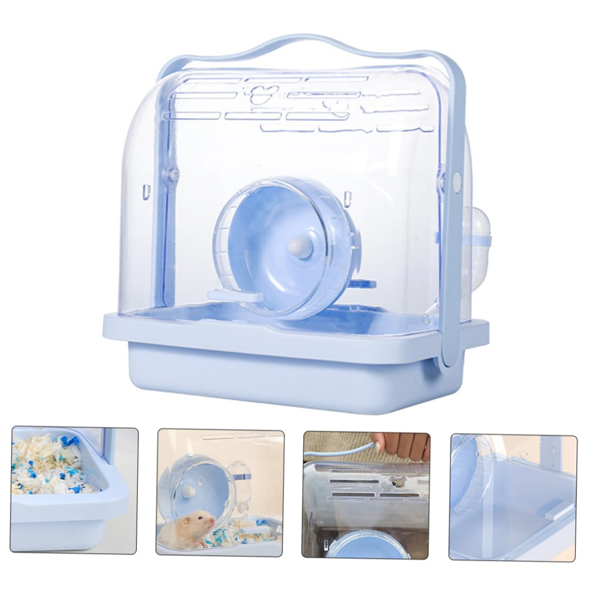 Kleintiertransportbox aus Kunststoff, Tragbarer Hamsterkäfig Blau
