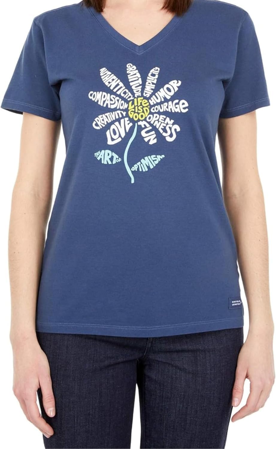 Life is Good Crusher Tee Shirt, Short Sleeve Cotton Graphic T-Shirts, Superpower Daisy Chemise Femme (Lot de 1)