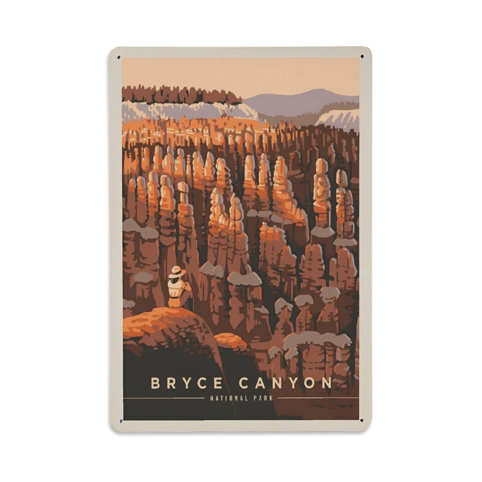 Vintage Trave Poster Bryce Canyon Hoodoo Valley Metal Tin Sign Wall Decor for Cafe, Club, Garden Metal Poster 8x12Inch