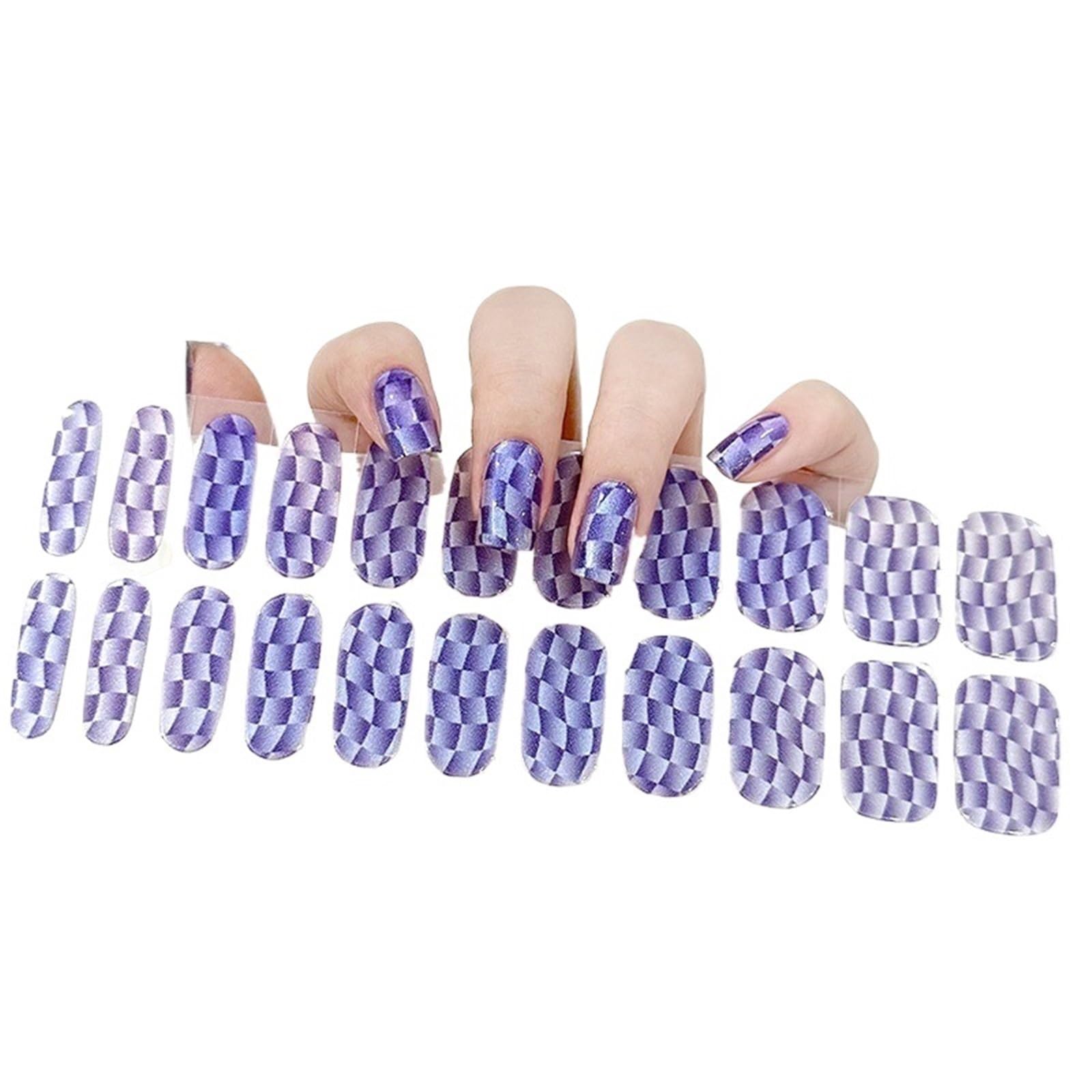 20 Tips Gradient Semi-Cured Gel Nail Stickers - Full Cover Nail Gel Polish Wraps - Press On Nails Decal(5)