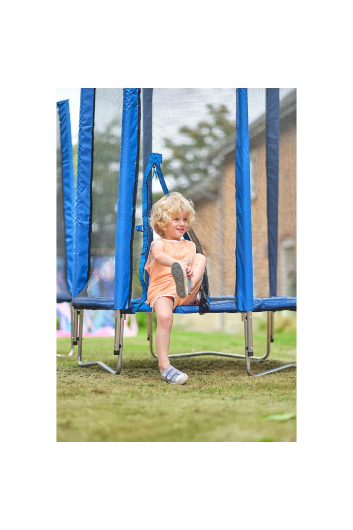 Plum Cama elástica Junior con red de seguridad, color azul