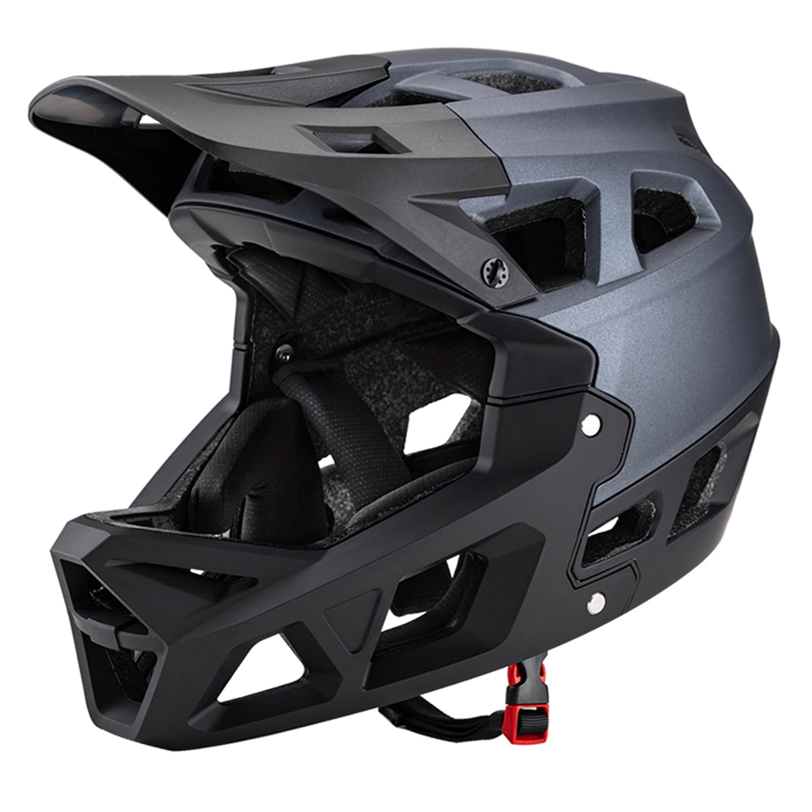 SHUAIGUO Full Face Mountain Bike Helmet Adult Racing Downhill Helmet for Men/Women Adult Mountain Bike Helmet with Visor Over 31 Vents Head Circumferences of 55-58cm Bike Helmet (Black Grey & M)