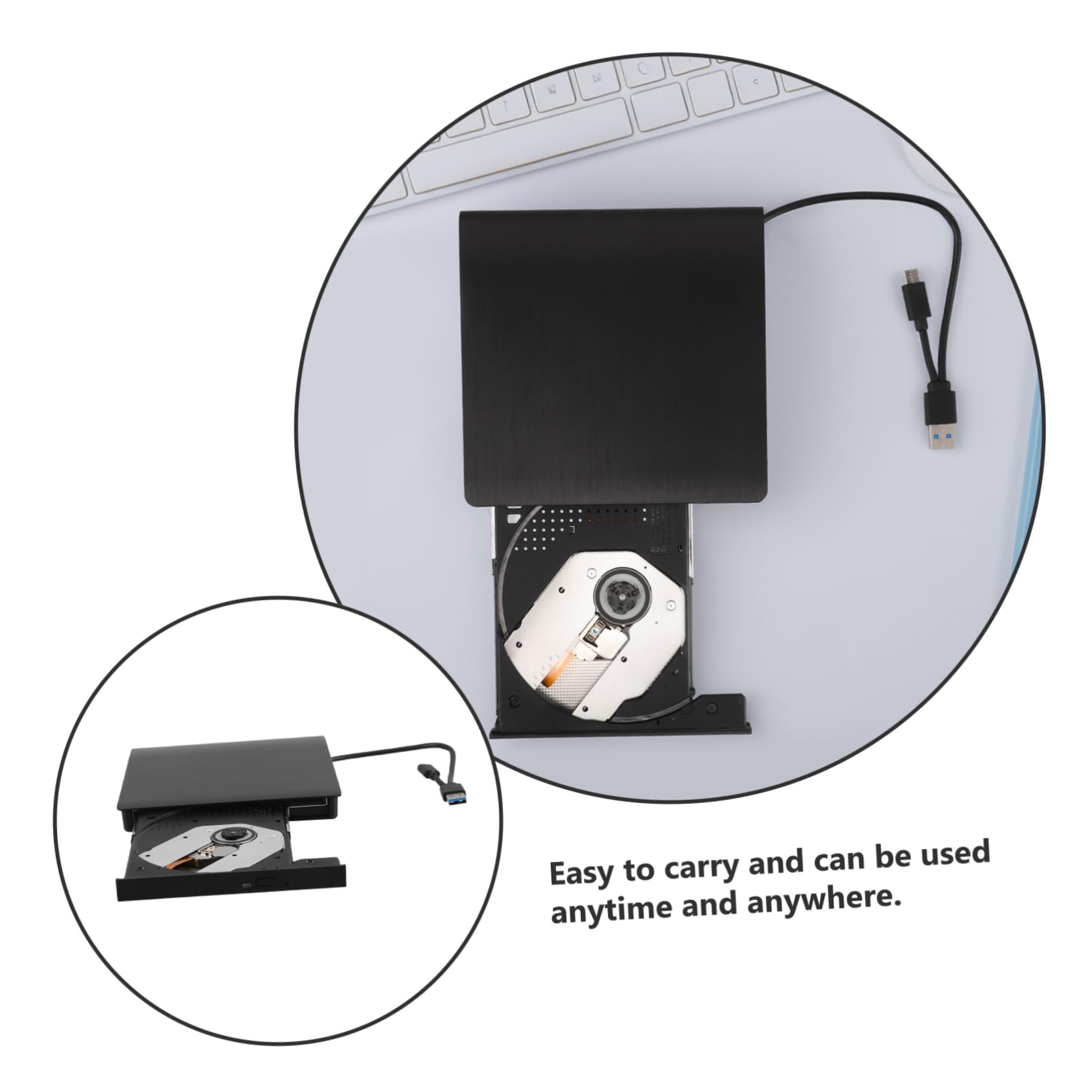Holibanna Registratore con unità ottica lettore CD unità dvd USB esterna lettore dvd esterno per laptop unità disco esterna per laptop unità disco USB Disc drive Metallo Black