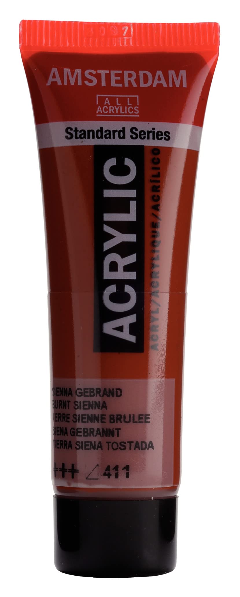 Amsterdam Standard Series Acrylic Paint Tube 20 ml Burnt Sienna 411 - Semi-Transparent, High Lightfastness, Medium Viscosity, Odorless, Durable Film, Versatile for Artists