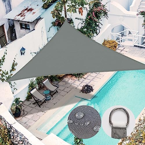 RICHIE Sun Shade Sail Triangle 5x5x5m Waterproof,98% UV Block Awnings for Patios with Free Rope, Sunscreen Awning Canopy, Garden Shelter for Outdoor Garden Patio Yard Lawn,Dark grey