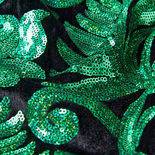 Pyjtrl Men Fashion Velvet Sequins Floral Pattern Suit Jacket Blazer (Green, M) #TOP5