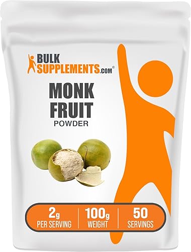 BULKSUPPLEMENTS.COM Monk Fruit Powder - Edulcorante de fruta de monje, fruta de monje pura sin eritritol, sustitutos del azúcar para hornear y