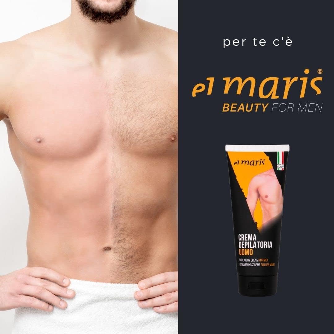 Elmaris - MAXI paquete 400ml Crema depilatoria para hombre ultrarrápida y lenitiva, con Manteca de Karité y Bisabolol. Depilación de las partes íntimas, pecho, espalda, piernas, brazos