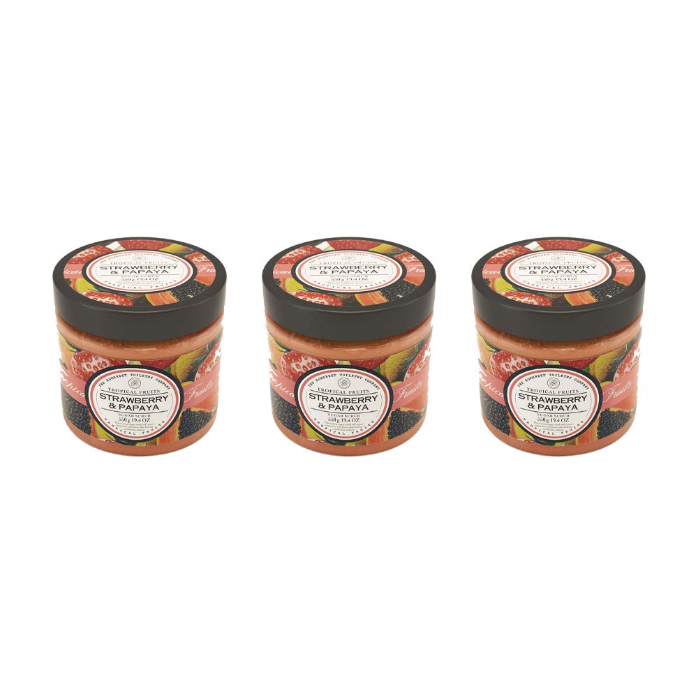 The Somerset ToiletryTropical Fruits Full Body Sugar Scrub Strawberry & Papaya 550g Trio