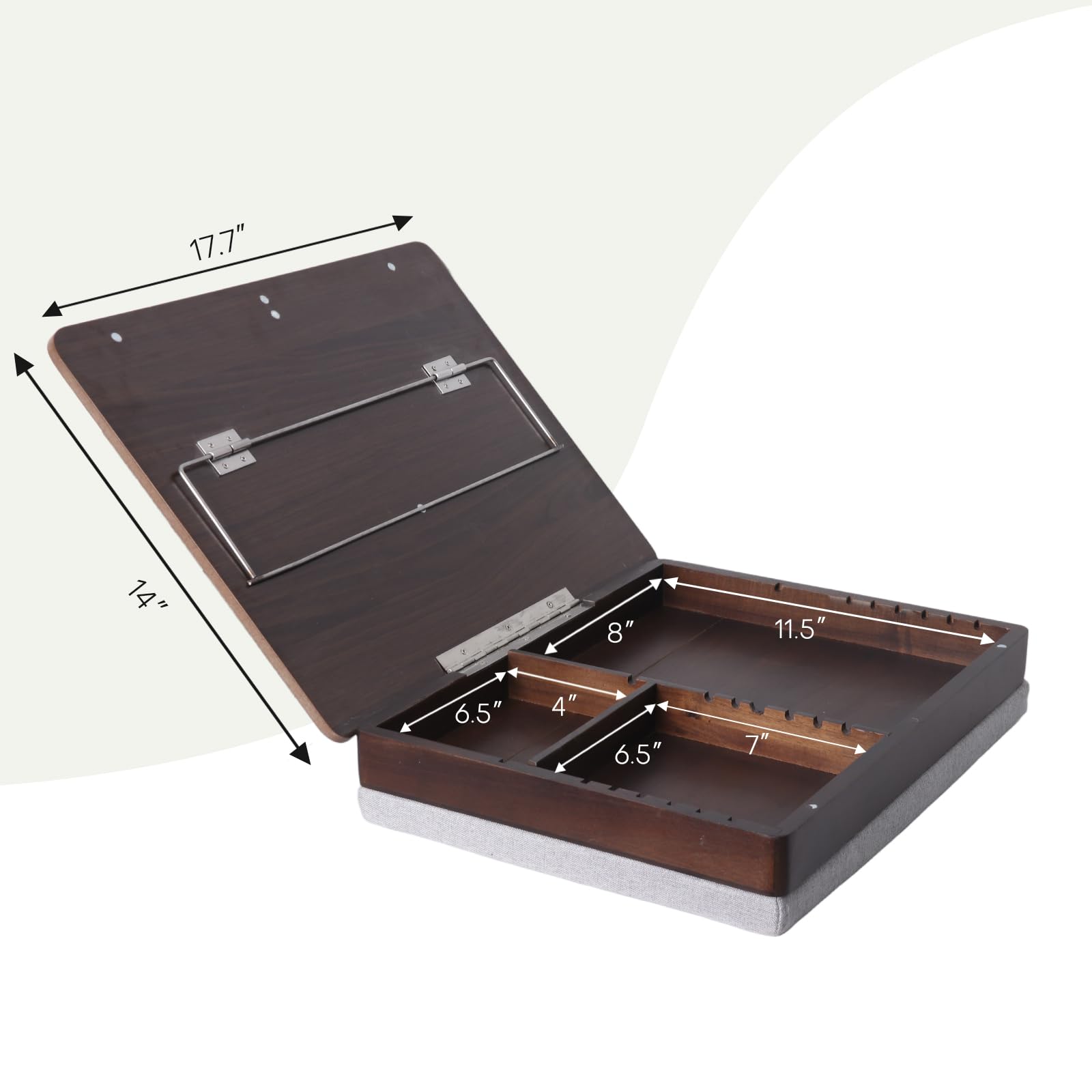 SIGOMAY Easel Lap Desk for Adults, Acacia Wood Lap Desk for Laptop with Storage and Cushion, Height Adjusted Laptop Pad for Writing, Drawing, Laptop Work, and More, Fits up to 17.3 Inch Laptop